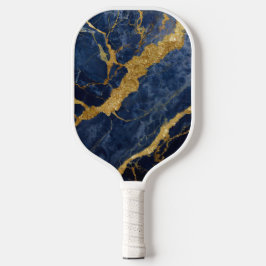 Palas De Pickleball Patrón de mármol azul con oro