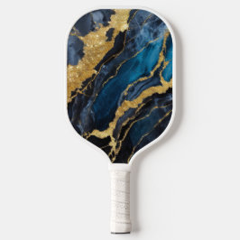 Palas De Pickleball Patrón de mármol azul con oro