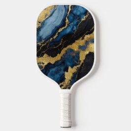 Palas De Pickleball Patrón de mármol azul con oro