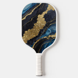Palas De Pickleball Patrón de mármol azul con oro