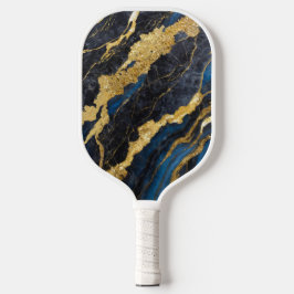 Palas De Pickleball Patrón de mármol azul con oro