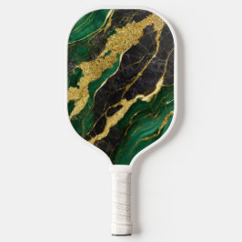 Palas De Pickleball Patrón de mármol verde con oro