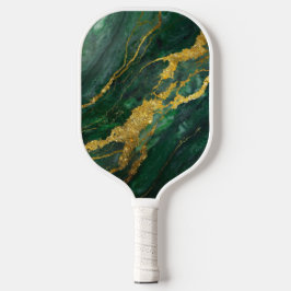 Palas De Pickleball Patrón de mármol verde con oro