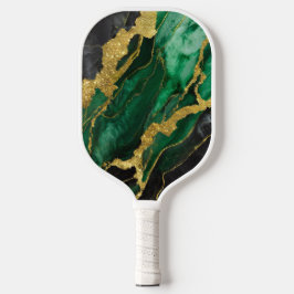 Palas De Pickleball Patrón de mármol verde con oro