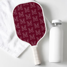 Palas De Pickleball Patrón de monograma inicial simple rojo oscuro mod