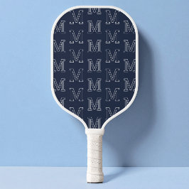 Palas De Pickleball Patrón de monograma minimalista moderno azul marin