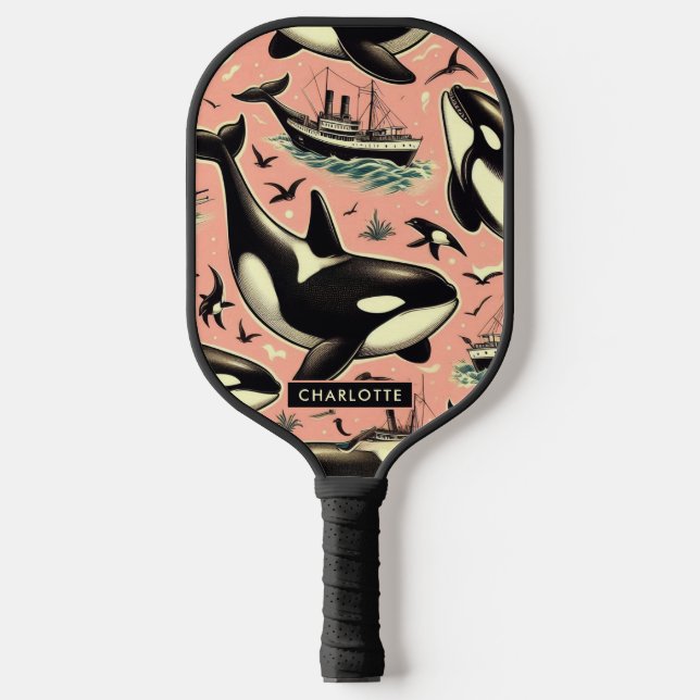 Palas De Pickleball Patrón de orca de época (Anverso)