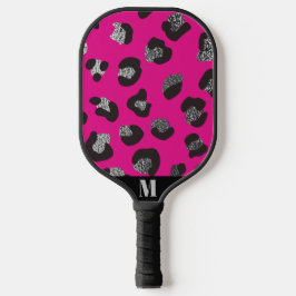Palas De Pickleball Patrón de piel animal de leopardo negro y rosa