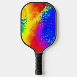 Palas De Pickleball Patrón de pintura salpicado de arcoiris colorido