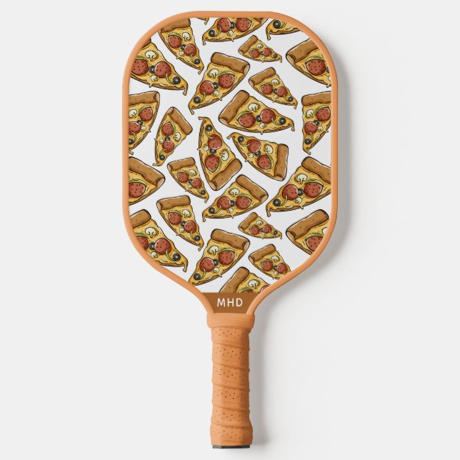 Palas De Pickleball Patrón de pizza monograma personalizado (Anverso)