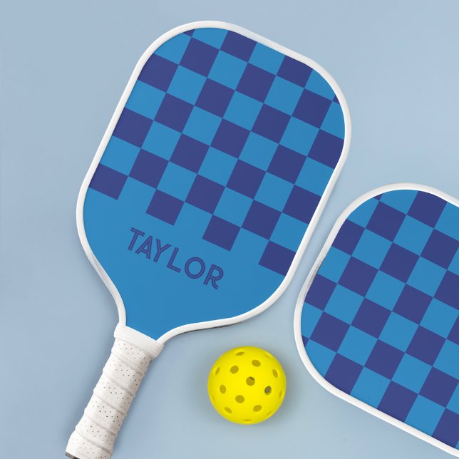 Palas De Pickleball Patrón de placa de comprobación de azul personaliz (Subido por el creador)