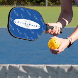 Palas De Pickleball Patrón de plumas Monograma moderno azul blanco