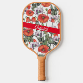 Palas De Pickleball Patrón de Poppies Rojos Personalizado