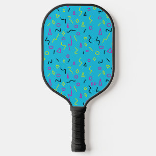 Palas De Pickleball Patrón de pulgones amarillos rosa azul brillante d