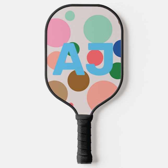 Palas De Pickleball Patrón de punto de polka monograma personalizado (Anverso)