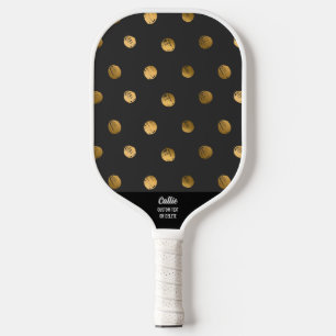 Palas De Pickleball Patrón de puntos de la polka dorada Personalizado 