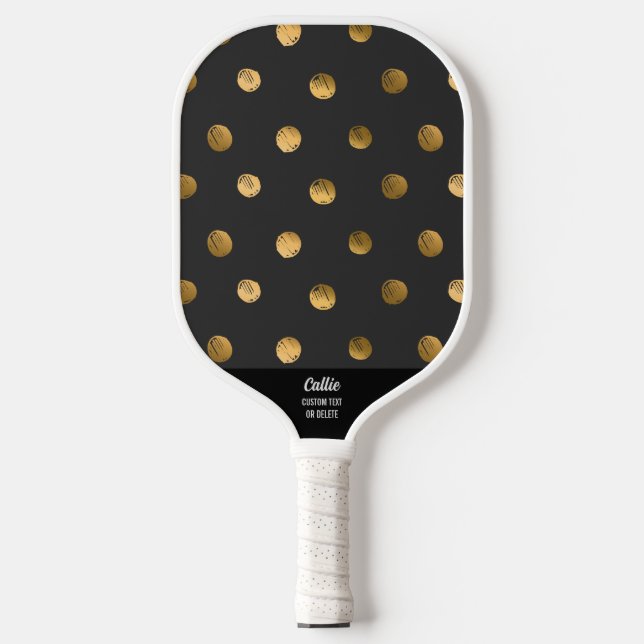 Palas De Pickleball Patrón de puntos de la polka dorada Personalizado  (Anverso)