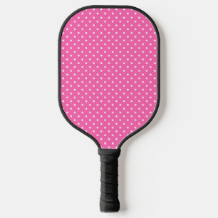 Palas De Pickleball Patrón de puntos de polka blanco y rosa caliente