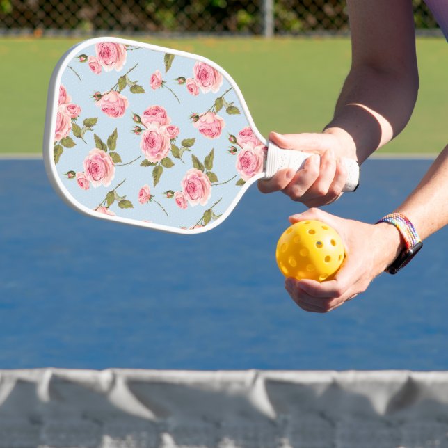 Palas De Pickleball Patrón de puntos de polka y rosas (in situ)
