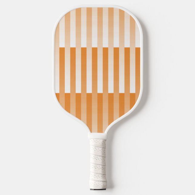 Palas De Pickleball Patrón de rayas blancas y naranjas (Anverso)