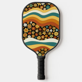 Palas De Pickleball Patrón de rayas de Groovy de flor retro inspirado 