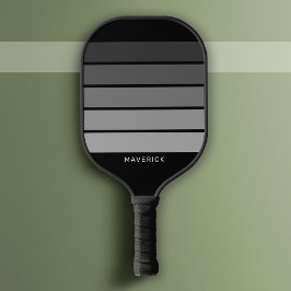 Palas De Pickleball Patrón de rayas retro Viñeta gris negro