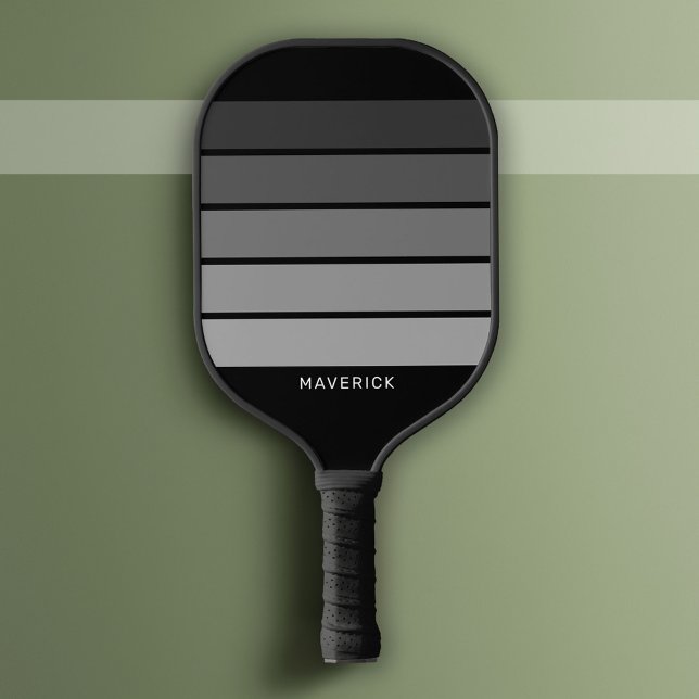 Palas De Pickleball Patrón de rayas retro Viñeta gris negro (Custom Pickleball Paddle)