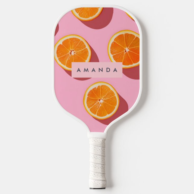 Palas De Pickleball Patrón de rebanado Naranja personalizado monograma (Anverso)