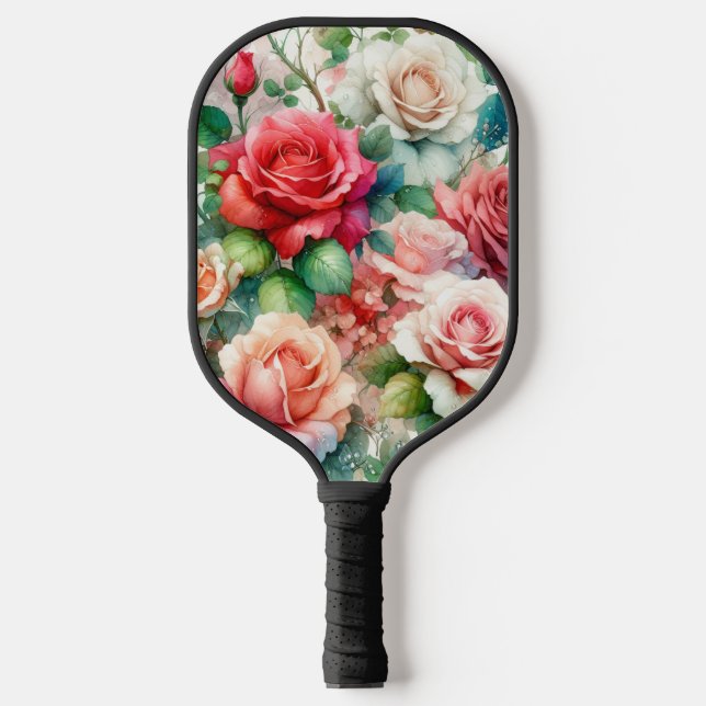 Palas De Pickleball Patrón de Rosa Caprichoso (Anverso)
