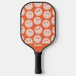 Palas De Pickleball Patrón de sonrisa Retro Nombre Personalizado Paddl