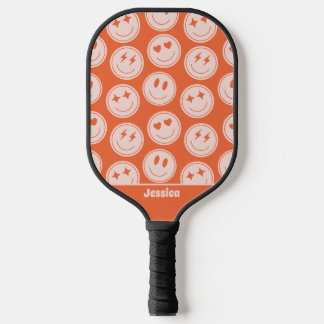 Palas De Pickleball Patrón de sonrisa Retro Nombre Personalizado Paddl