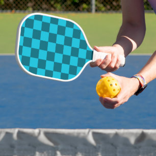 Palas De Pickleball Patrón de tablero de ajedrez de teal y turquesa en