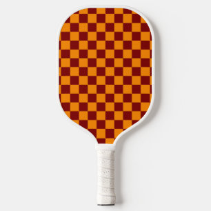 Palas De Pickleball Patrón de tablero de cheques rojo + Naranja