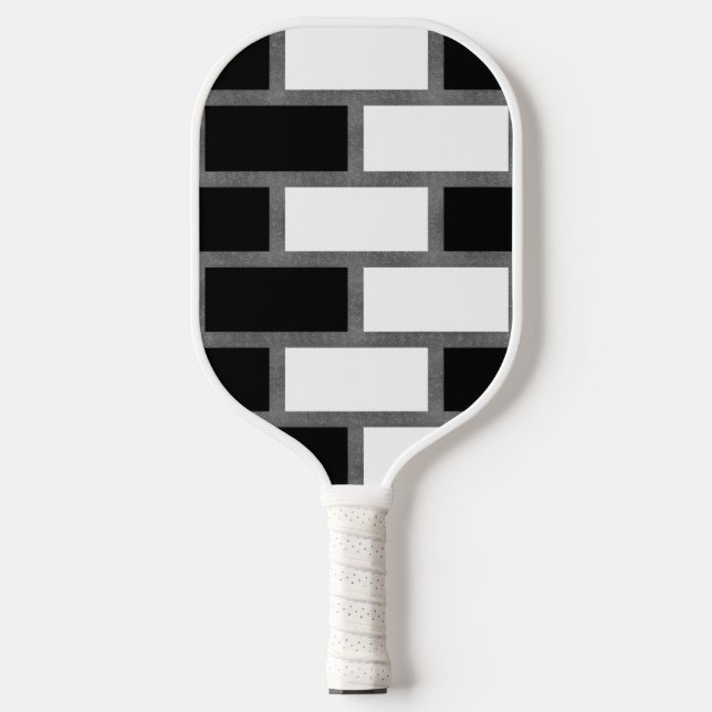 Palas De Pickleball Patrón De Tartán De Sillitoína Blanco Y Negro (Anverso)