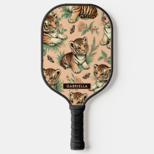 Palas De Pickleball Patrón de tigre de bebé de cosecha blanca