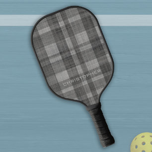Palas De Pickleball Patrón de trenzado de lino moderno con nombre - gr