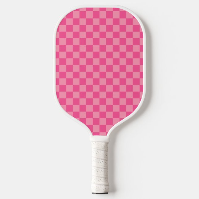 Palas De Pickleball Patrón de verificador rosa de luz rosa caliente (Anverso)