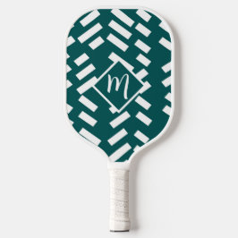 Palas De Pickleball Patrón diagonal rayado minimalista, monograma