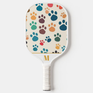 Palas De Pickleball Patrón divertido de mono colorido blanco Perro Paw