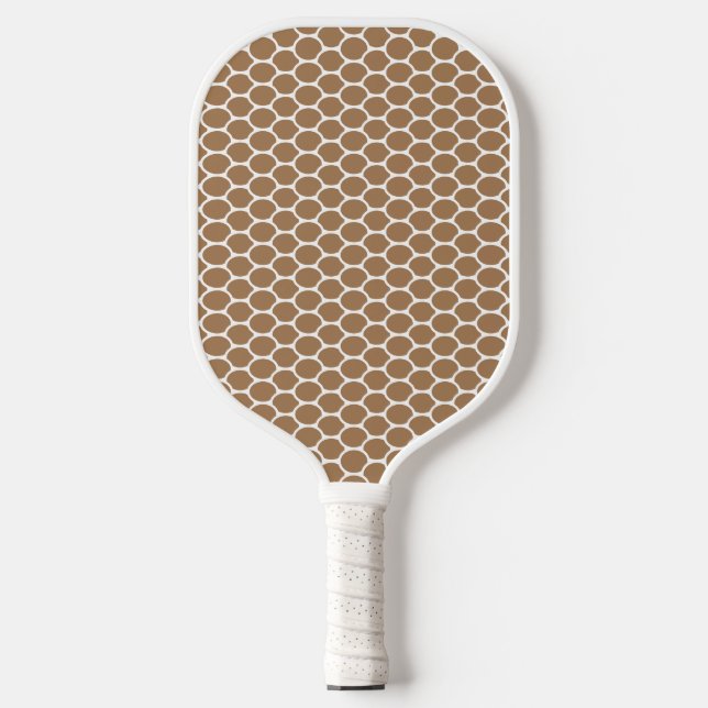 Palas De Pickleball Patrón divertido Guay Mocha White Oval Honeycomb (Anverso)