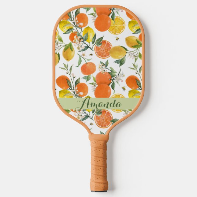 Palas De Pickleball Patrón elegante de cítricos (Anverso)
