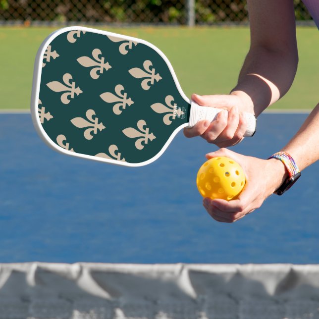Palas De Pickleball Patrón Fleur de Lis, crema francesa real sobre ver (in situ)