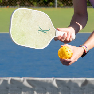 Palas De Pickleball Patrón Floral Amarillo Elegante Monograma