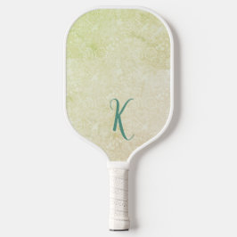 Palas De Pickleball Patrón Floral Amarillo Elegante Monograma