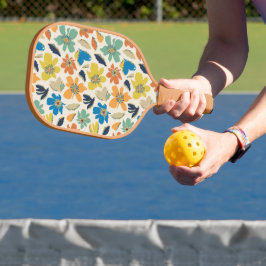 Palas De Pickleball Patrón floral boho dibujado a mano abstracto