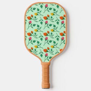 Palas De Pickleball Patrón floral con flores subió de color