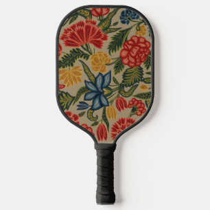 Palas De Pickleball Patrón Floral de Crewel Rojo y Dorado Antiguo
