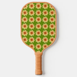 Palas De Pickleball Patrón floral de Dahlia amarillo en verde