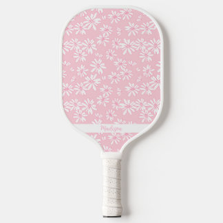 Palas De Pickleball Patrón floral de margarita rosada Nombre personali