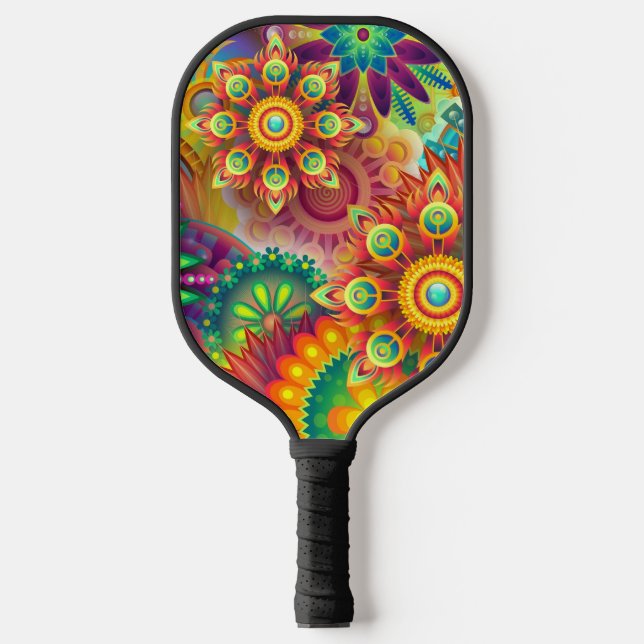 Palas De Pickleball Patrón floral psicodélico (Anverso)